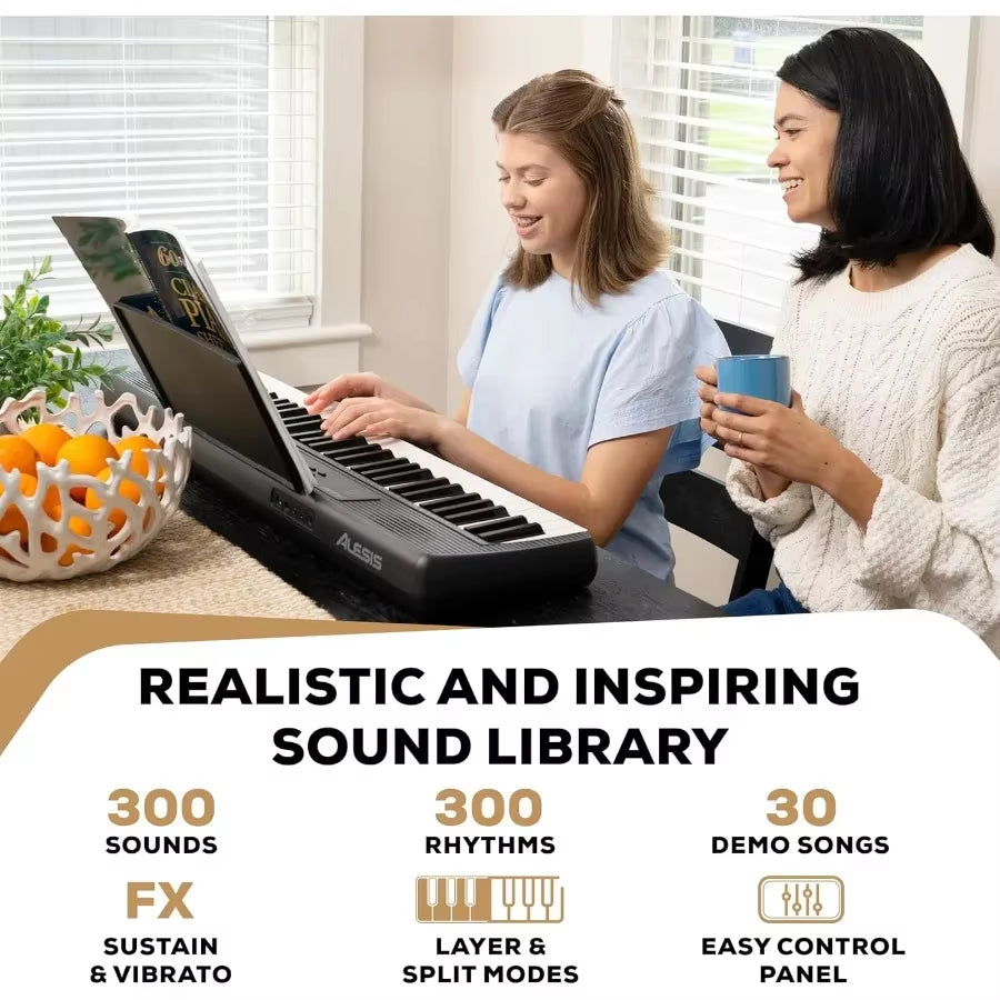 Alesis Melody 61 MK4 Keyboard Piano for Beginners with 61 Keys Speakers Tablet Sheet Music Stand 300 Sounds and Music Lessons D