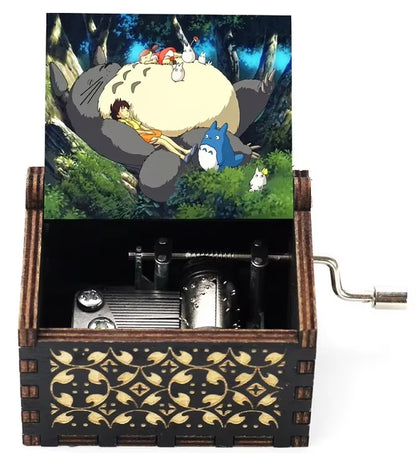 2025 HOT NEW Good Play Toy Wooden Painted Music Box, Totoro Music Gift, Ornament, Light Luxury Wooden Hand Cranked Music Box