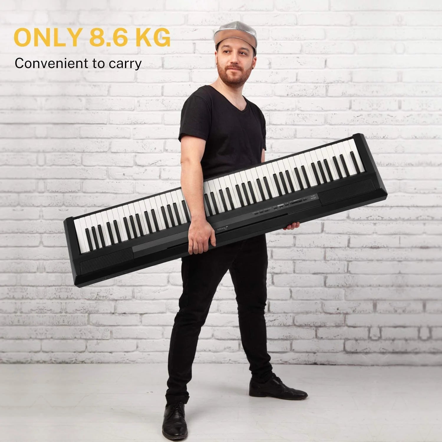 DEP-10 Digital Piano 88 Key Weighted, Full-Size Electric Piano Portable Keyboard for Beginners, with Furniture Stand, Triple Pedals, Power Supply