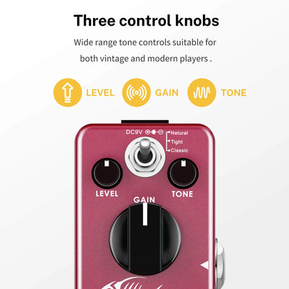 Distortion Guitar Pedal, Morpher Distortion 3 Modes Natural, Tight, Classic Crunch 80S Metal for Electric Guitar True Bypass