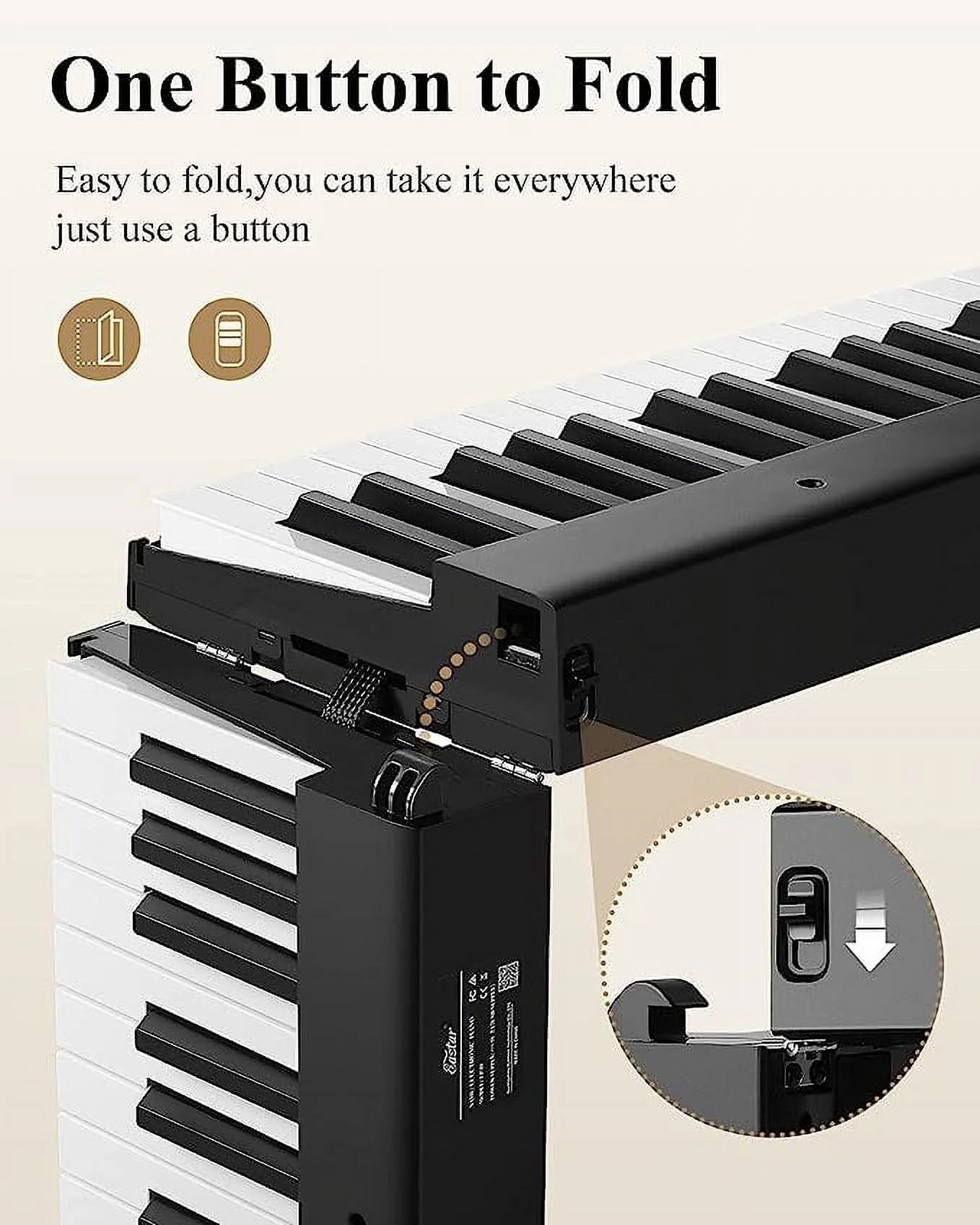 Extra save 30  EP-10 Beginner Foldable Digital Piano 88 Key Full Size Semi Weighted Keyboard, Bluetooth Portable Electric Piano with Piano Bag