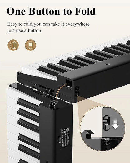 Extra save 30  EP-10 Beginner Foldable Digital Piano 88 Key Full Size Semi Weighted Keyboard, Bluetooth Portable Electric Piano with Piano Bag