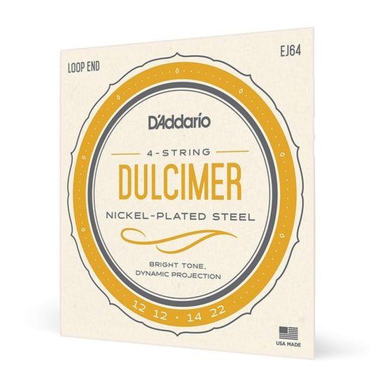 D Addario EJ64 Dulcimer Strings 4 String Set Steel Bright Tone Made in USA