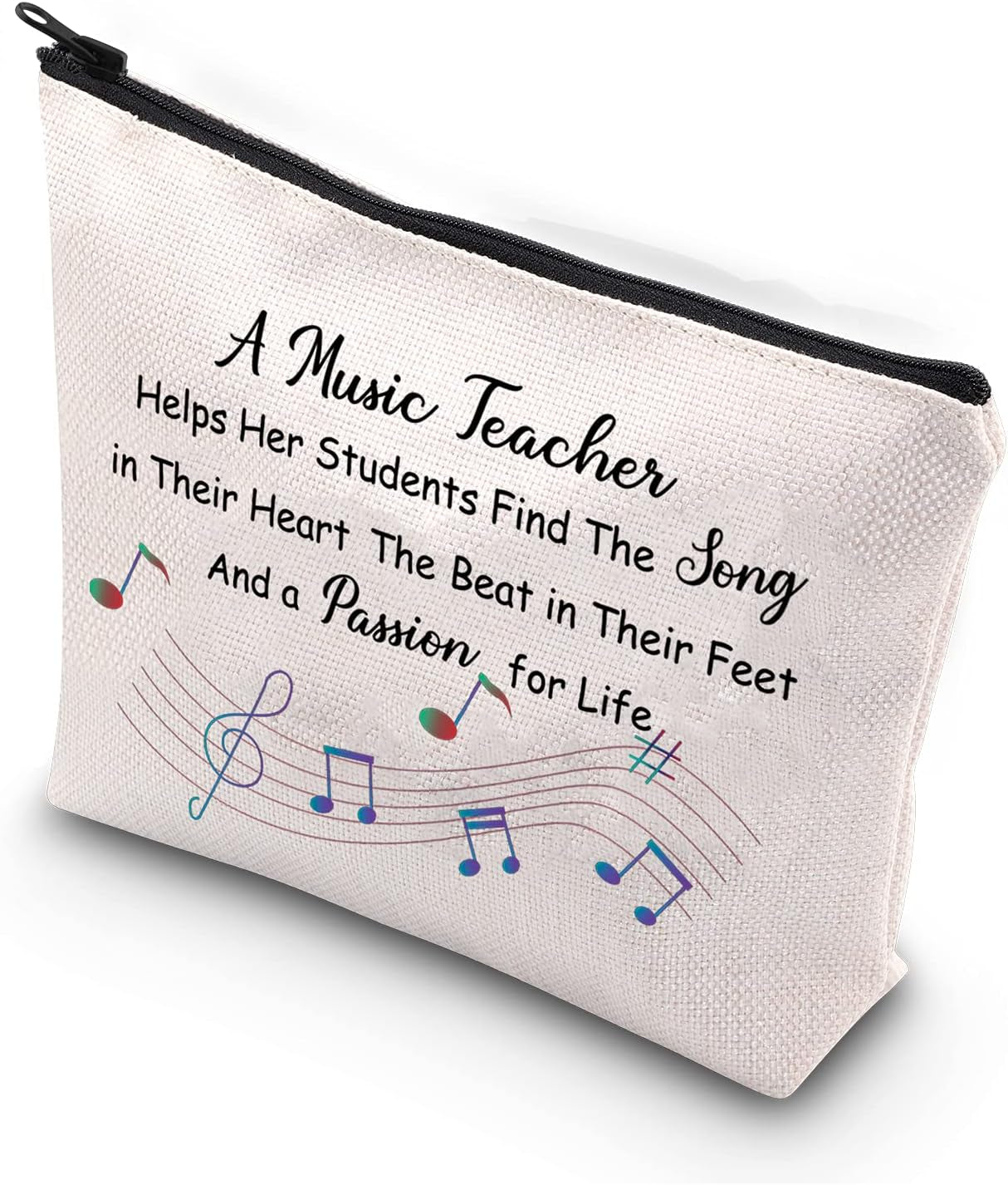 Music Teacher Gifts Music Teacher Bag Makeup Cosmetic Pouch Music Teacher Appreciation Gifts for Women Music Teacher Travel Toiletry Bag Pencil Pouch (Music Teacher Cosmetic Bag)
