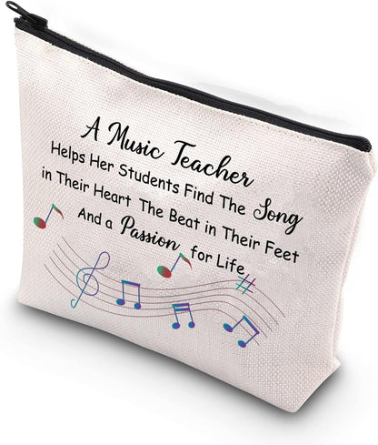Music Teacher Gifts Music Teacher Bag Makeup Cosmetic Pouch Music Teacher Appreciation Gifts for Women Music Teacher Travel Toiletry Bag Pencil Pouch (Music Teacher Cosmetic Bag)