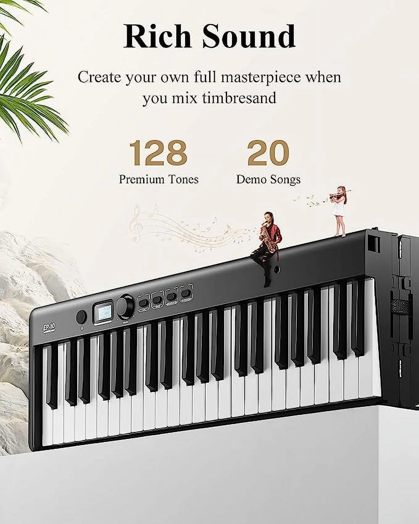 Extra save 30  EP-10 Beginner Foldable Digital Piano 88 Key Full Size Semi Weighted Keyboard, Bluetooth Portable Electric Piano with Piano Bag