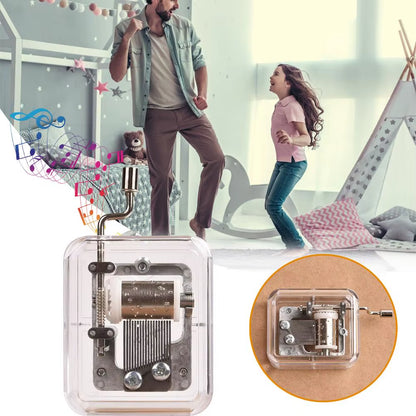 Mini Music Box Hand Cranking Music Movement Transparent DIY Music Box for Christmas Gift Merry Christmas a Variety of Music