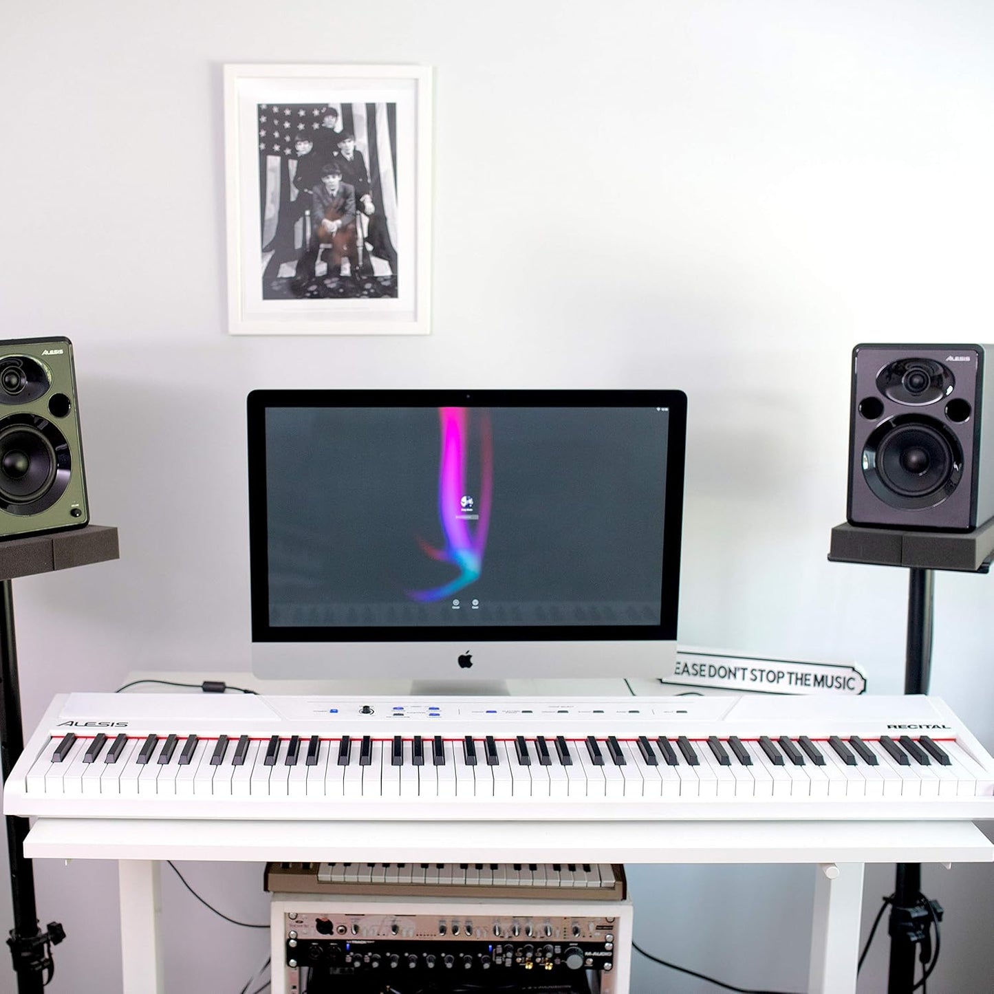 Recital White - 88 Key Digital Piano Keyboard with Semi-Weighted Keys, 2X20W Speakers, 5 Voices, Split, Layer and Lesson Mode, FX and Piano Lessons