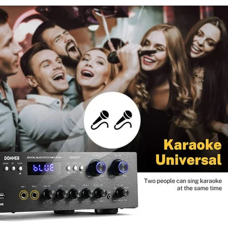 Stereo Receiver 4 Channel 1000W Peak Power Home Theater Amp Amplifier USB SD, for Outdoor Speakers Karaoke