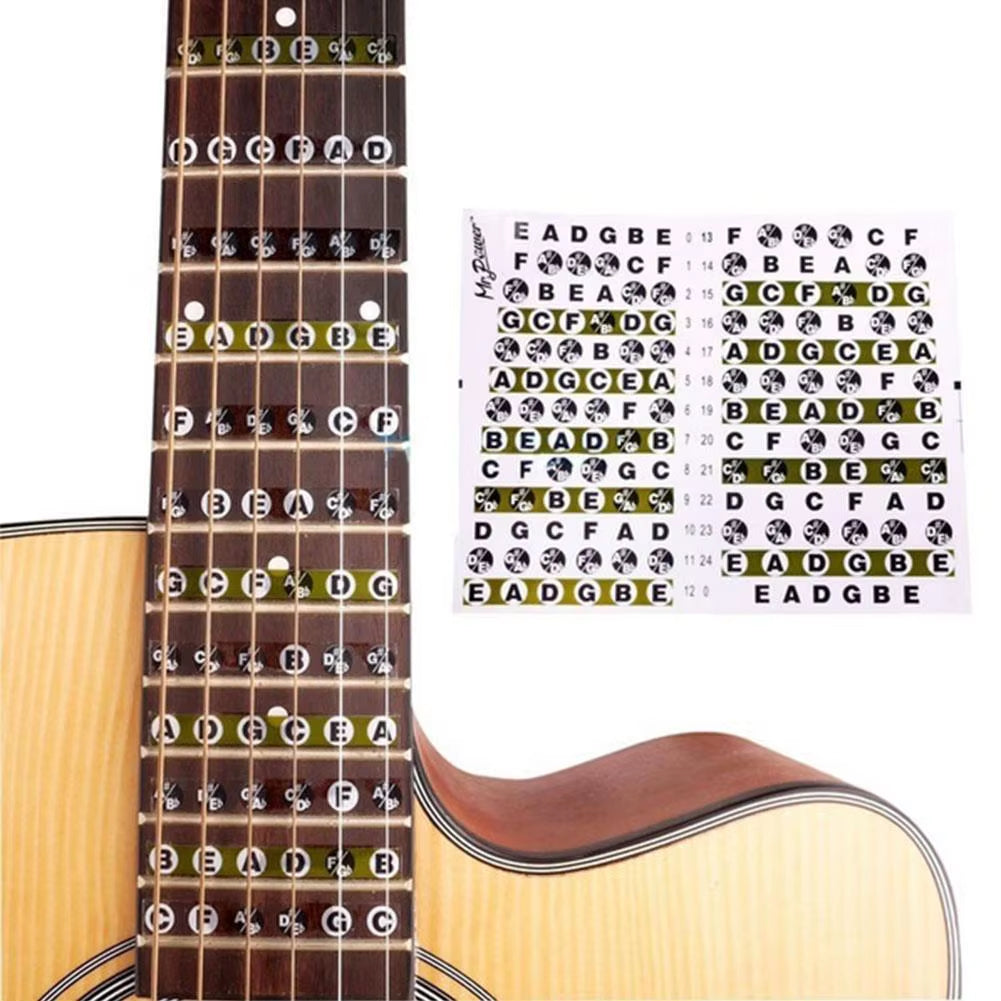 Hot Sale Portable Guitar Fretboard Note Sticker Musical Scale Fingerboard Beginner Guitar Scales Stickers Guitar Chord Stickers