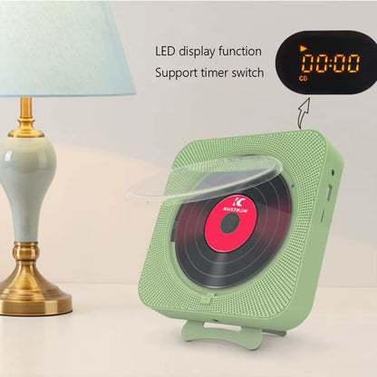 Portable CD Music Player Wall Mounted Bluetooth-Compatible 5.1 Music Player LED Display 3.5Mm Music Player FM Radio with Bracket