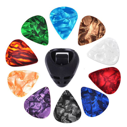 10Pcs Acoustic Guitar Picks Colorful Guitar Picks & Pick Holder Set Ukulele Picks Multifunction Celluloid Guitar Accessories