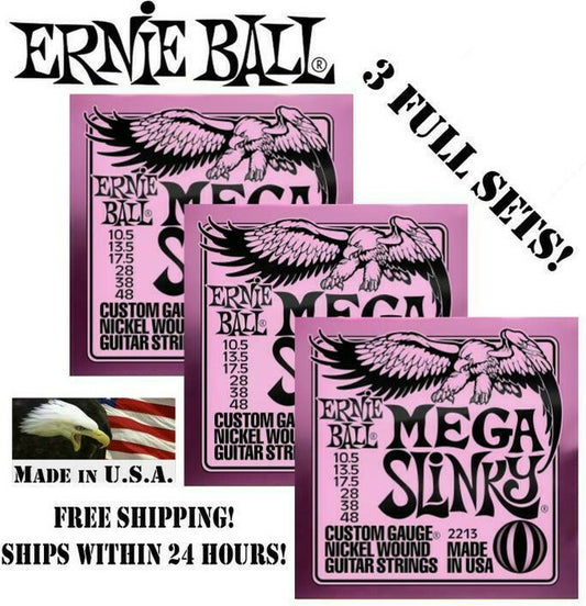 ** 3 SETS! ERNIE BALL MEGA SLINKY ELECTRIC GUITAR STRINGS 2213 **