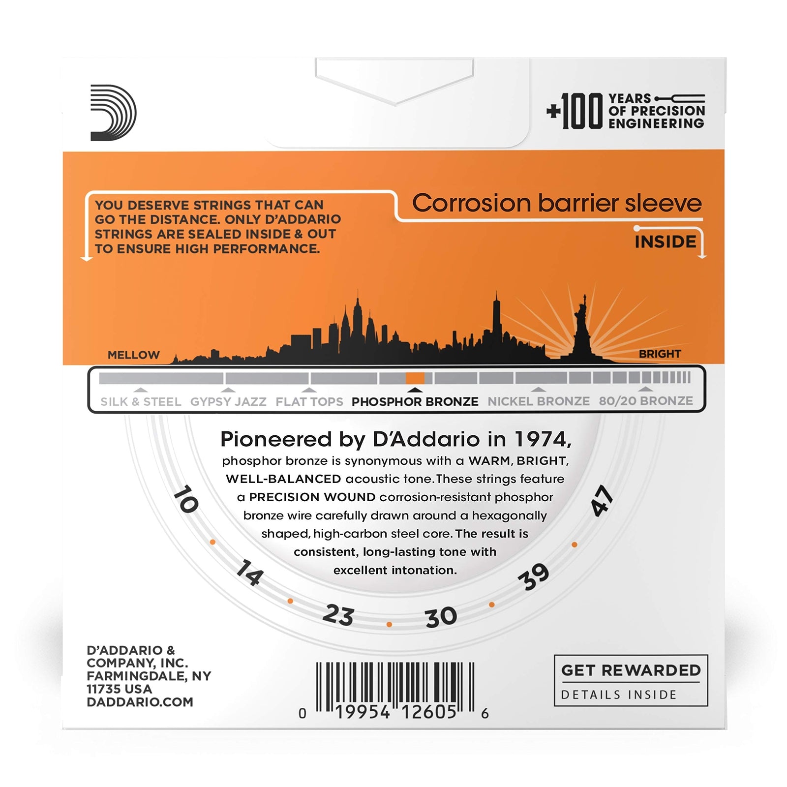 D'Addario 10-47 Extra Light Phosphor Bronze Acoustic Guitar Strings