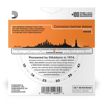 D'Addario 10-47 Extra Light Phosphor Bronze Acoustic Guitar Strings