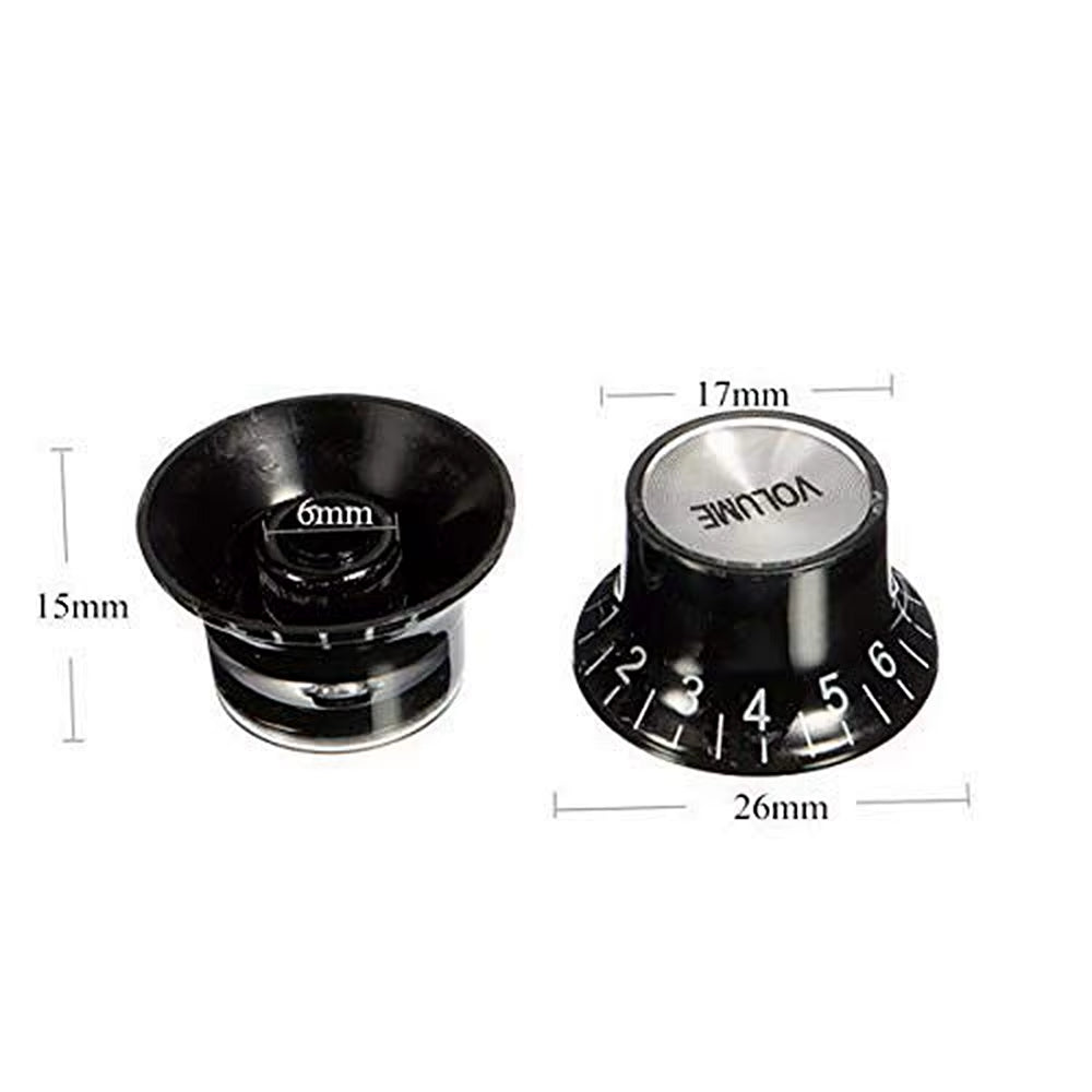 4Pcs Guitar Top Hat Speed Control Knobs 2 Volumes & 2 Tones Silver Bell for LP SG Guitar