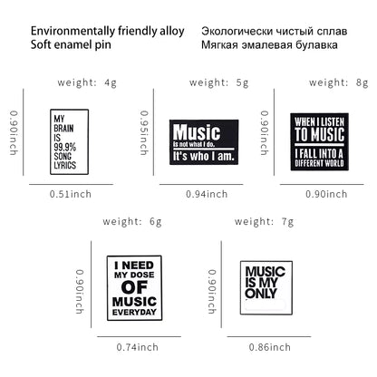 Cool Quotes about Music Enamel Pins Need Music Everyday Brooches Bag Hat Lapel Pin Badge Men Women Jewelry Gift for Music Lover