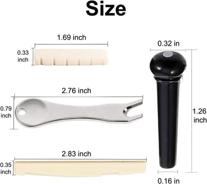 12 Pcs Acoustic Guitar Bridge Pins with Pin Puller 12 Pegs