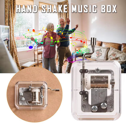 Mini Music Box Hand Cranking Music Movement Transparent DIY Music Box for Christmas Gift Merry Christmas a Variety of Music