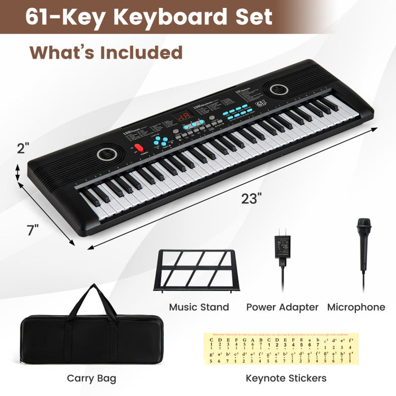 61 Key Electric Portable Digital Keyboard Piano for Beginner
