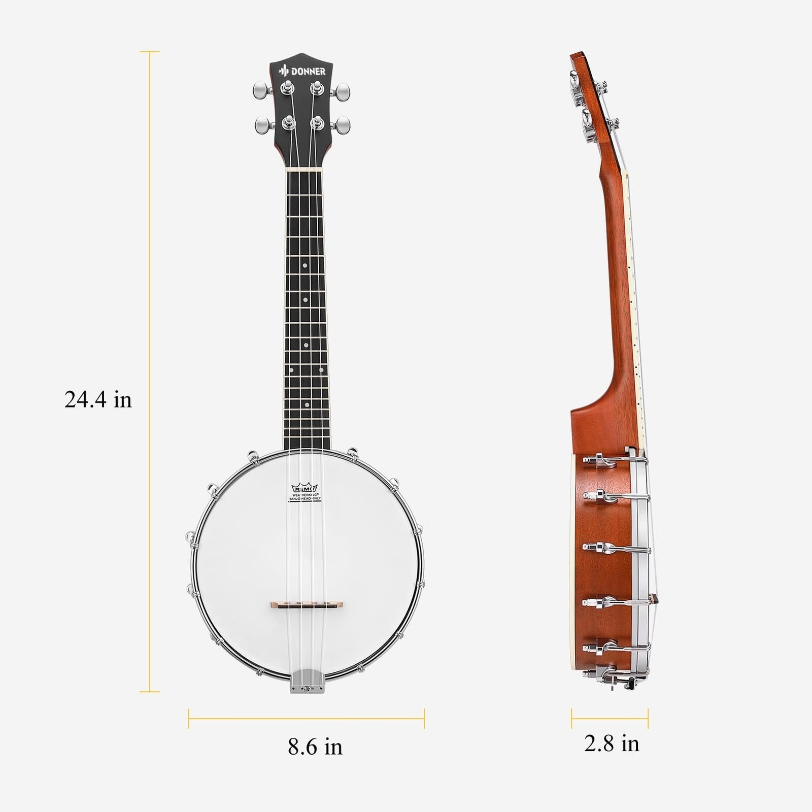 Donner Banjolele 4 String Banjo Ukulele Kit Stringed Musical Instruments for ...