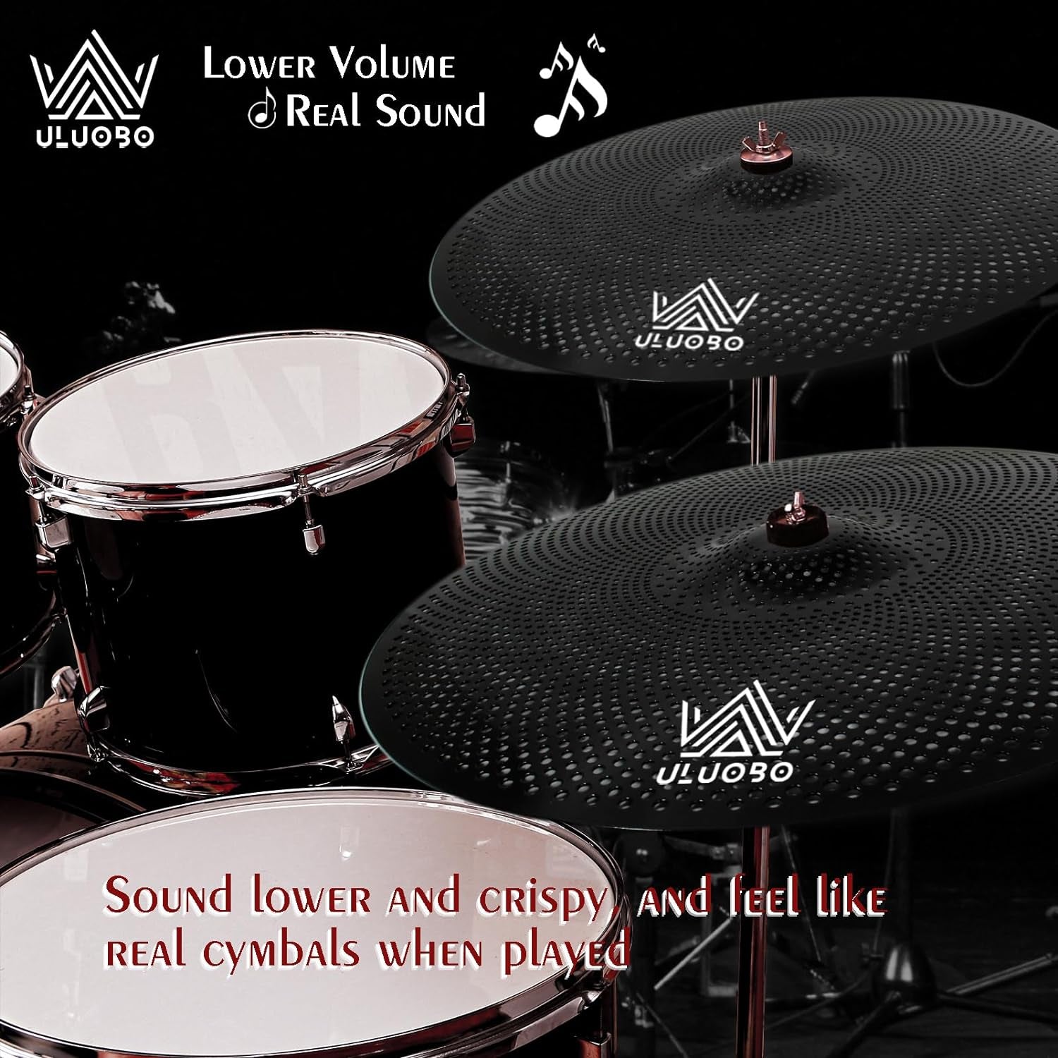 Low Volume Cymbal Pack, Silent Cymbals, Quiet Cymbals Set for Drummer Practice,