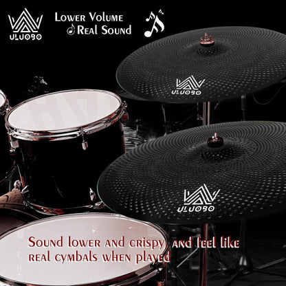 Low Volume Cymbal Pack, Silent Cymbals, Quiet Cymbals Set for Drummer Practice,