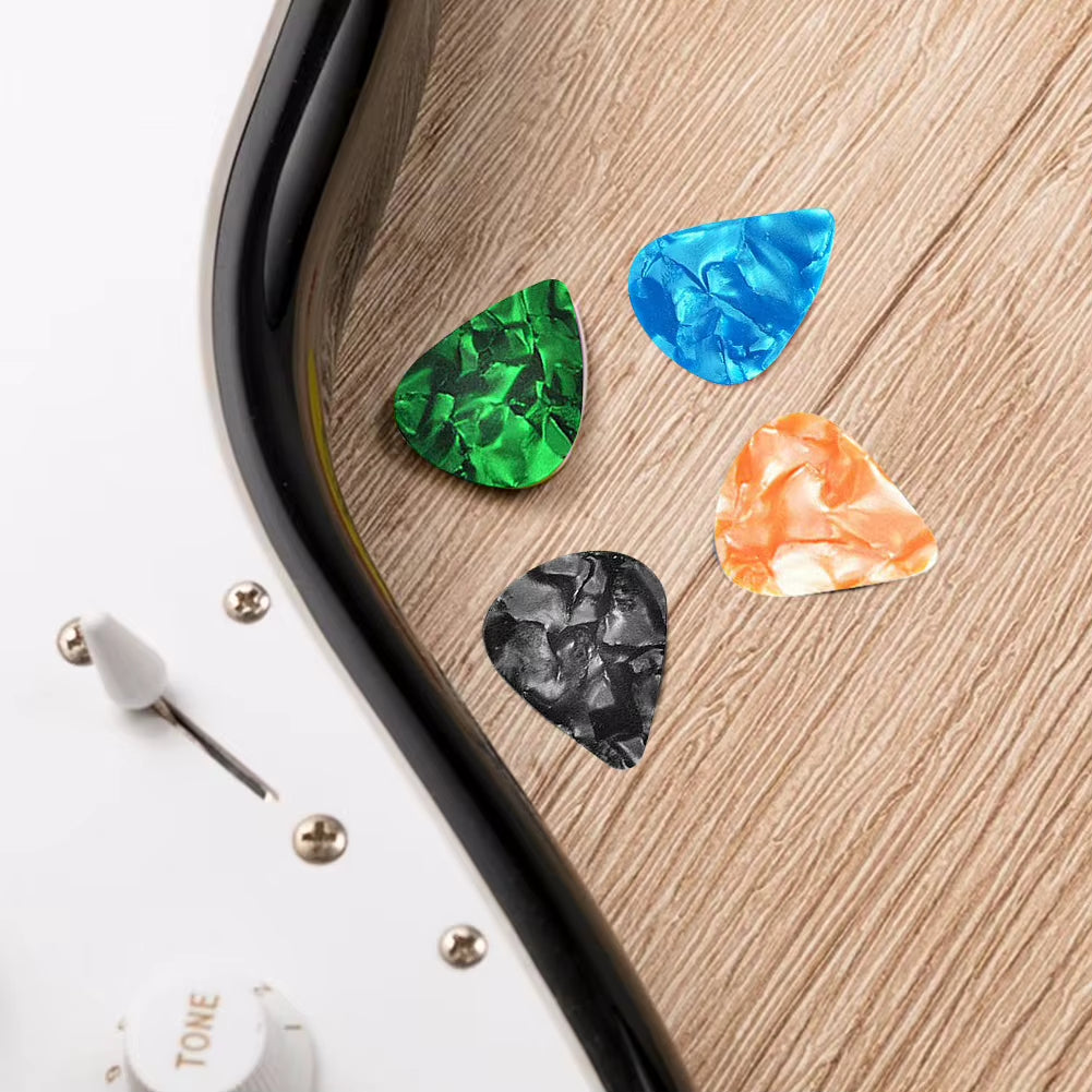 10Pcs Acoustic Guitar Picks Colorful Guitar Picks & Pick Holder Set Ukulele Picks Multifunction Celluloid Guitar Accessories