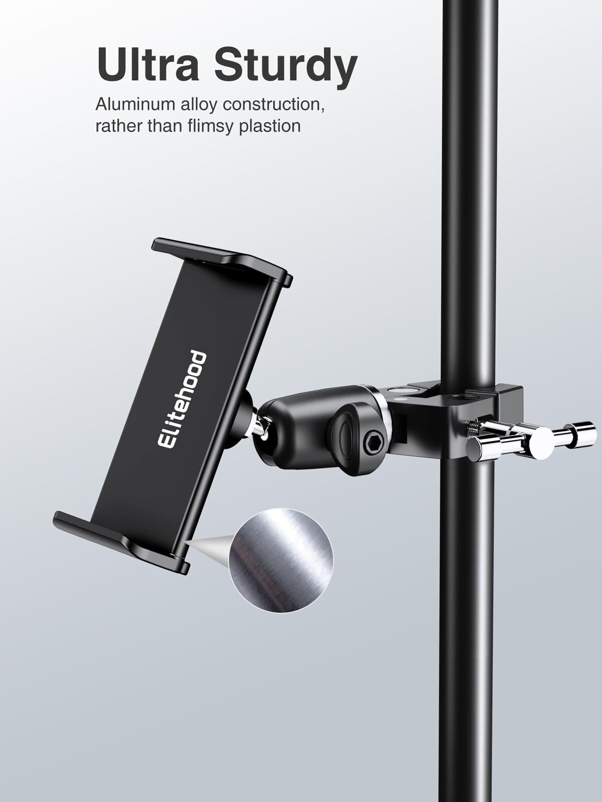 Metal Ipad Mic Stand Holder, 360° Swivel Tilt Microphone Stand Phone Holder M...