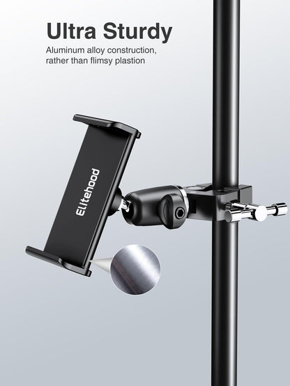 Metal Ipad Mic Stand Holder, 360° Swivel Tilt Microphone Stand Phone Holder M...