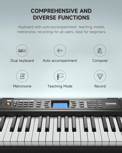 DEK-200 61-Key Piano Full-Size Electronic Keyboard Set, Auto Accompaniment, Metronome,, Includes 300 Tones, with Stand, Bench, Microphone