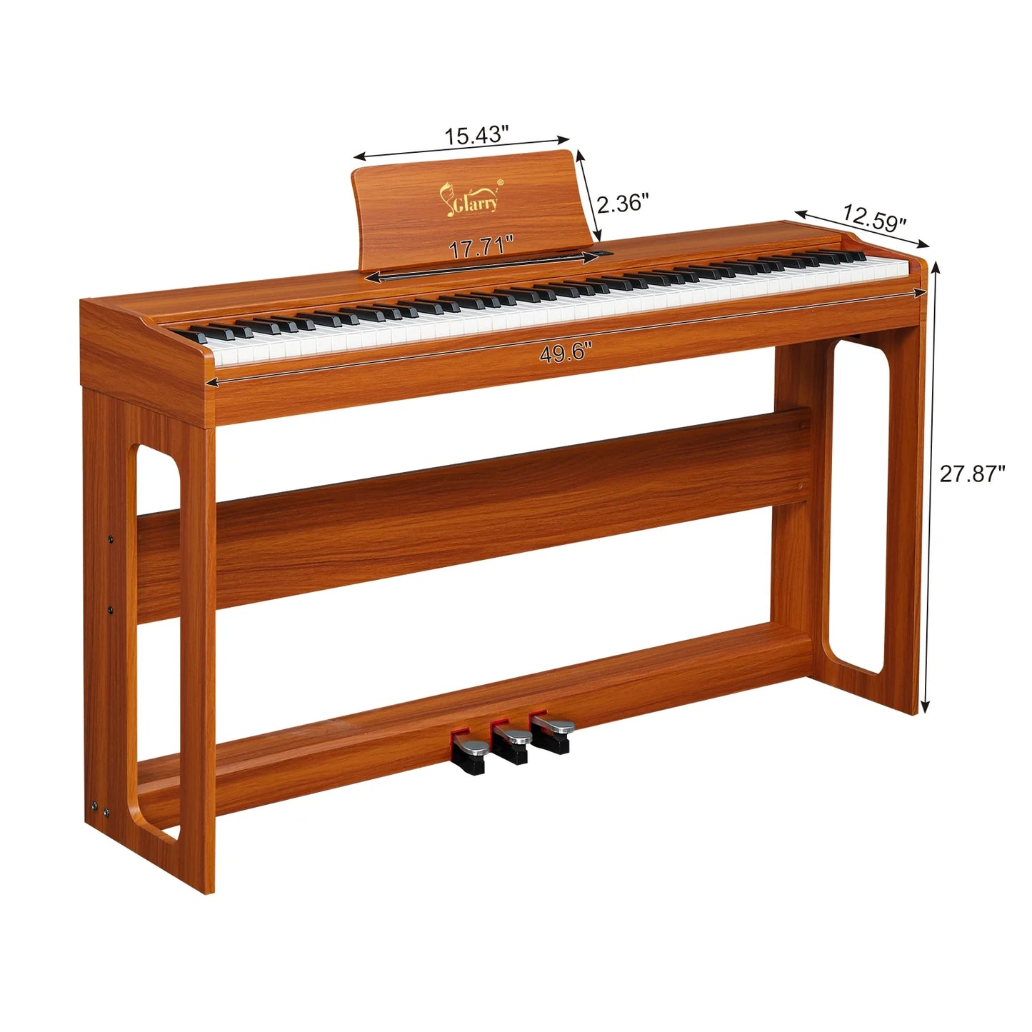 88 Keys Full Weighted Keyboards Digital Piano with Furniture Stand, Brown