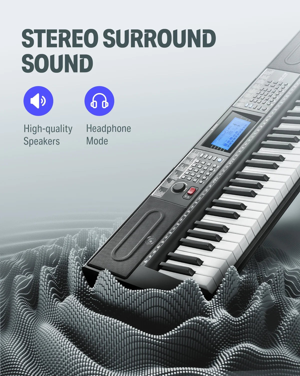 Upgraded 61 Key Piano Keyboard, Electric Keyboard Kit with 249 Voices, 249 Rhythms - Includes Piano Stand, Stool, Microphone, Gift for Beginners, Black (DEK-610S)