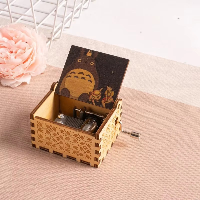 2025 HOT NEW Good Play Toy Wooden Painted Music Box, Totoro Music Gift, Ornament, Light Luxury Wooden Hand Cranked Music Box