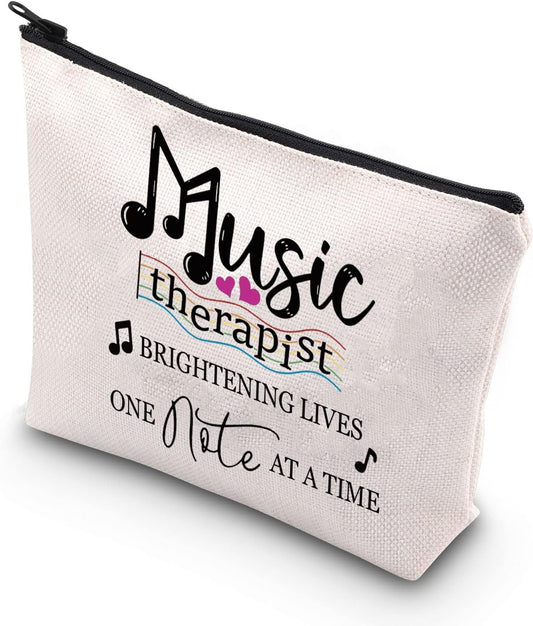 Music Therapist Gift Brightening Lives One Note at a Time Music Therapist Teacher’S Day Zipper Pouch Makeup Bag (Music Therapist)