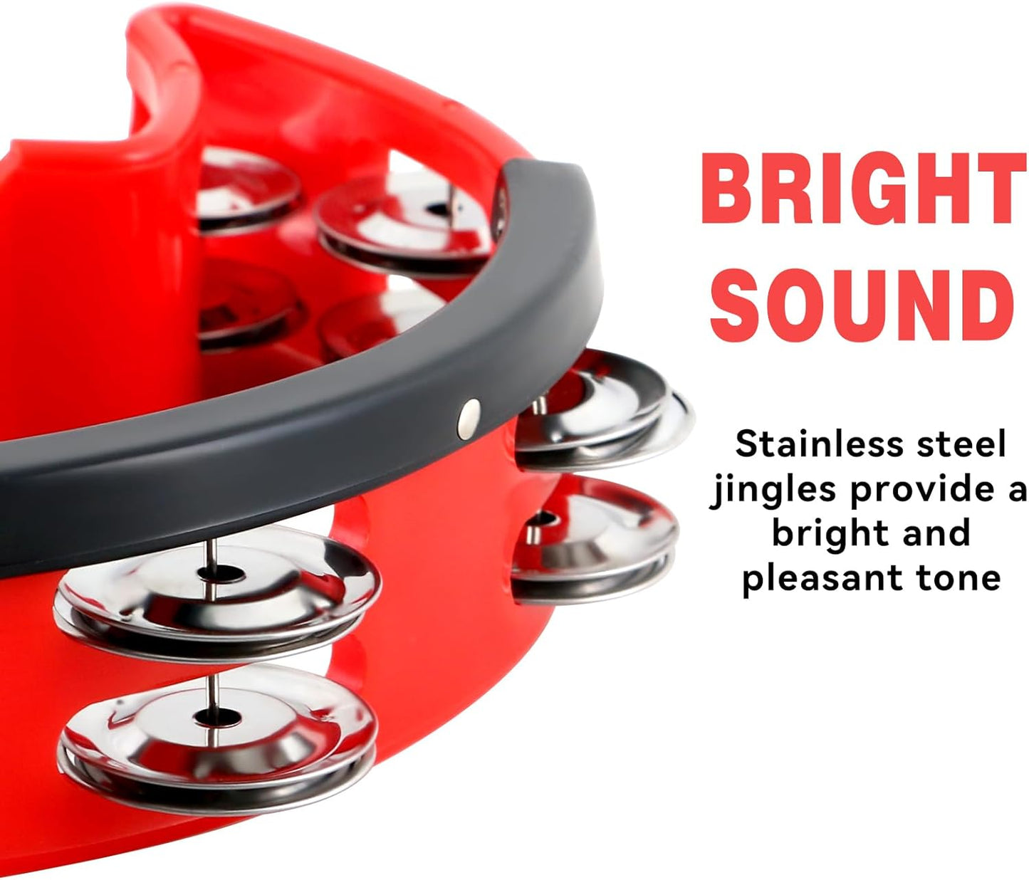 Drum Set Tambourine with Mounting Eye Bolt, Hi Hat Tambourine (Red)
