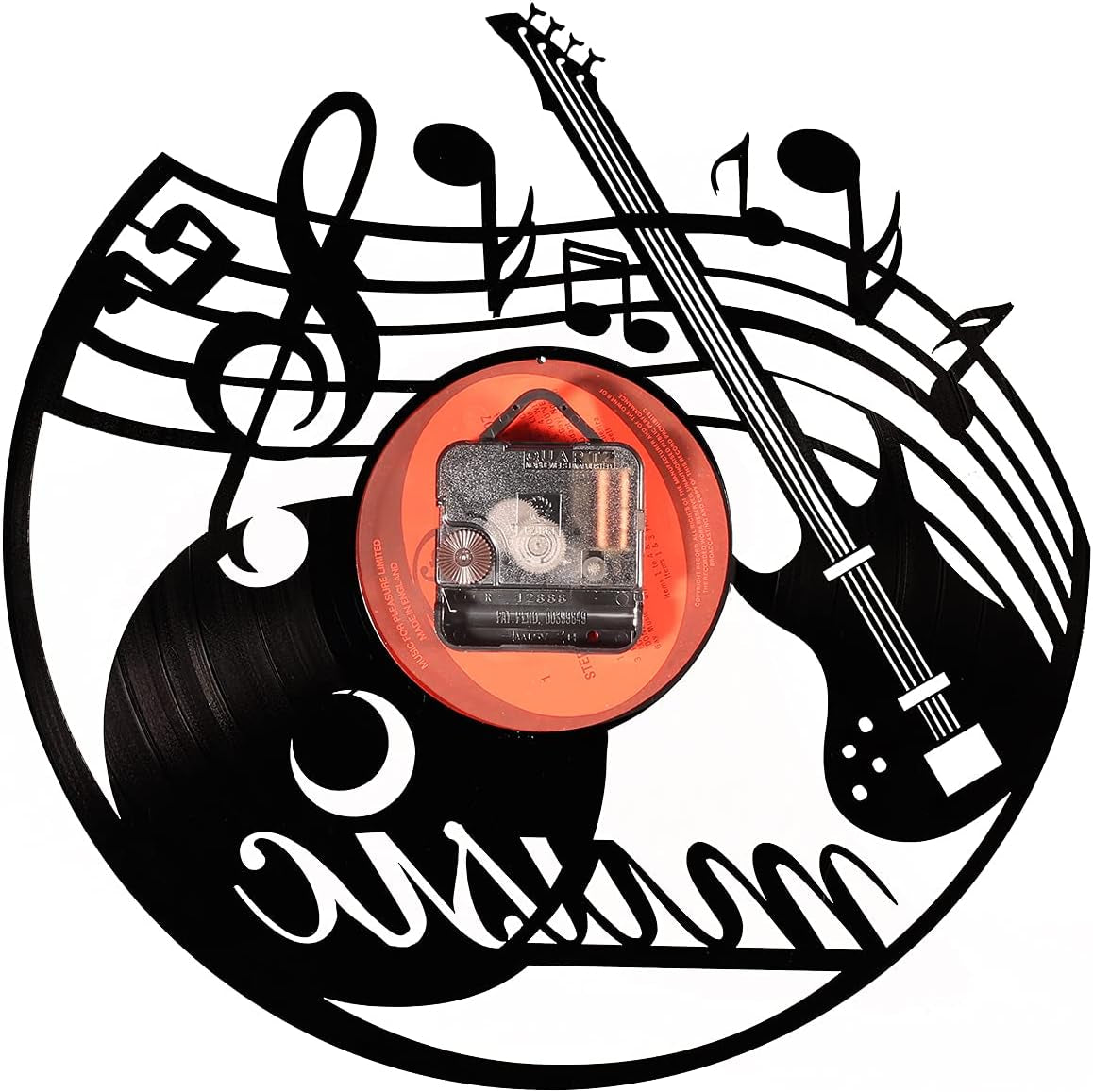 Music Vinyl Record Wall Clock, Music Room Decoration, Music Theme Wall Clock. (Music A)