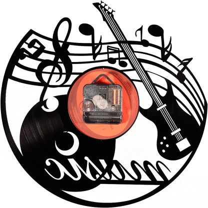 Music Vinyl Record Wall Clock, Music Room Decoration, Music Theme Wall Clock. (Music A)