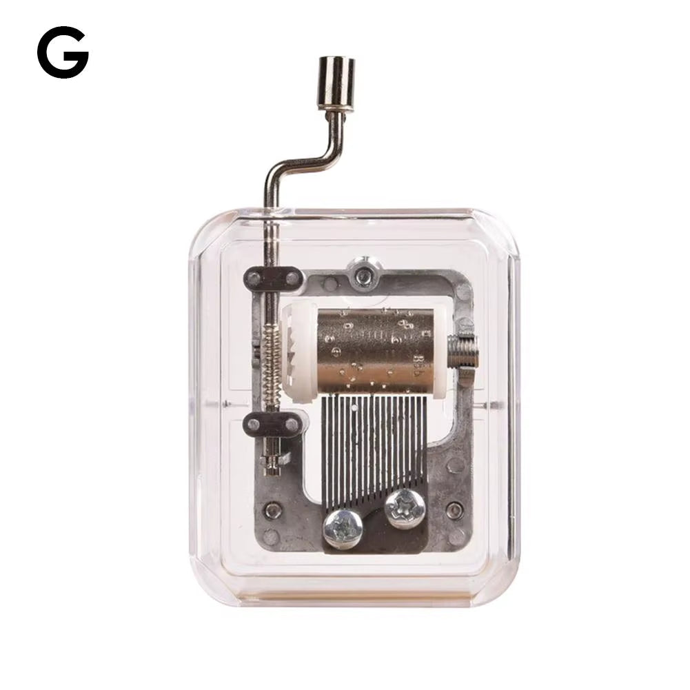 Mini Music Box Hand Cranking Music Movement Transparent DIY Music Box for Christmas Gift Merry Christmas a Variety of Music