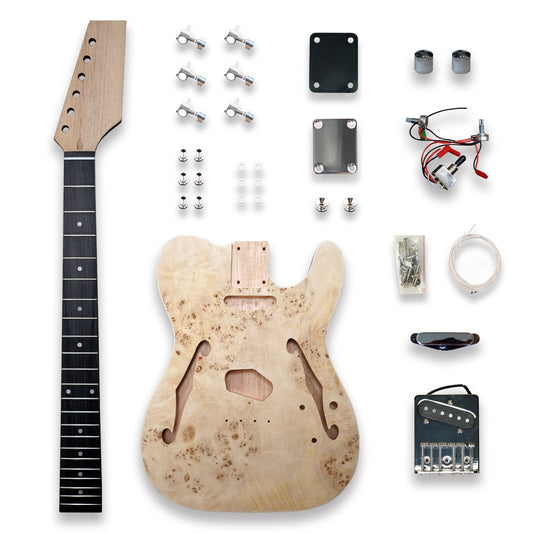DIY Electric Guitar Kit Beginner Kits Birdseye Maple Veener Top Mahogany Body