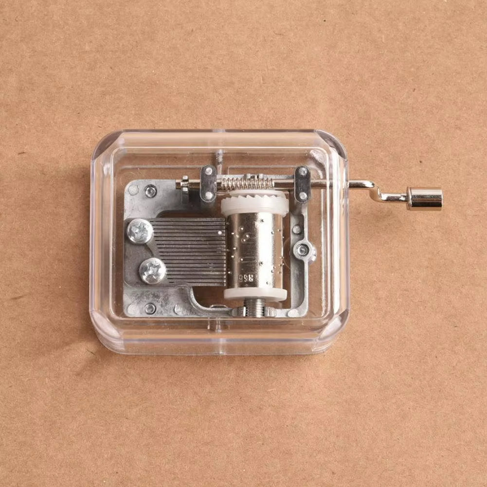 Mini Music Box Hand Cranking Music Movement Transparent DIY Music Box for Christmas Gift Merry Christmas a Variety of Music