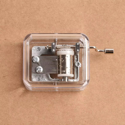 Mini Music Box Hand Cranking Music Movement Transparent DIY Music Box for Christmas Gift Merry Christmas a Variety of Music