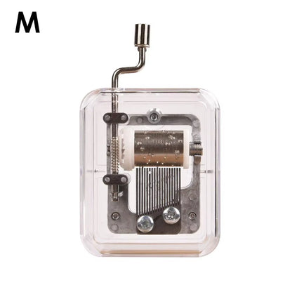 Mini Music Box Hand Cranking Music Movement Transparent DIY Music Box for Christmas Gift Merry Christmas a Variety of Music