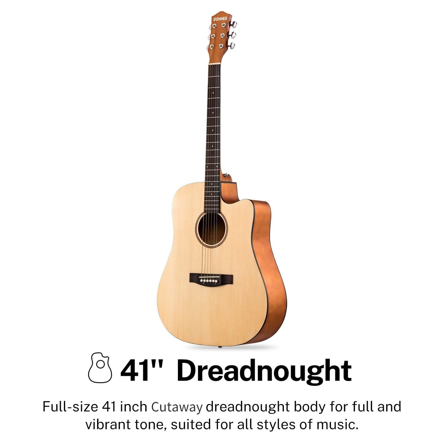 Donner Acoustic Guitar Kit for Beginners Adult Teen - Starter Kit, Full Size ...