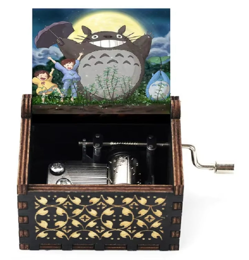 2025 HOT NEW Good Play Toy Wooden Painted Music Box, Totoro Music Gift, Ornament, Light Luxury Wooden Hand Cranked Music Box