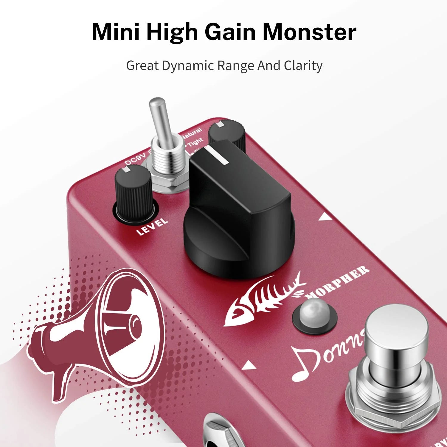 Distortion Guitar Pedal, Morpher Distortion 3 Modes Natural, Tight, Classic Crunch 80S Metal for Electric Guitar True Bypass