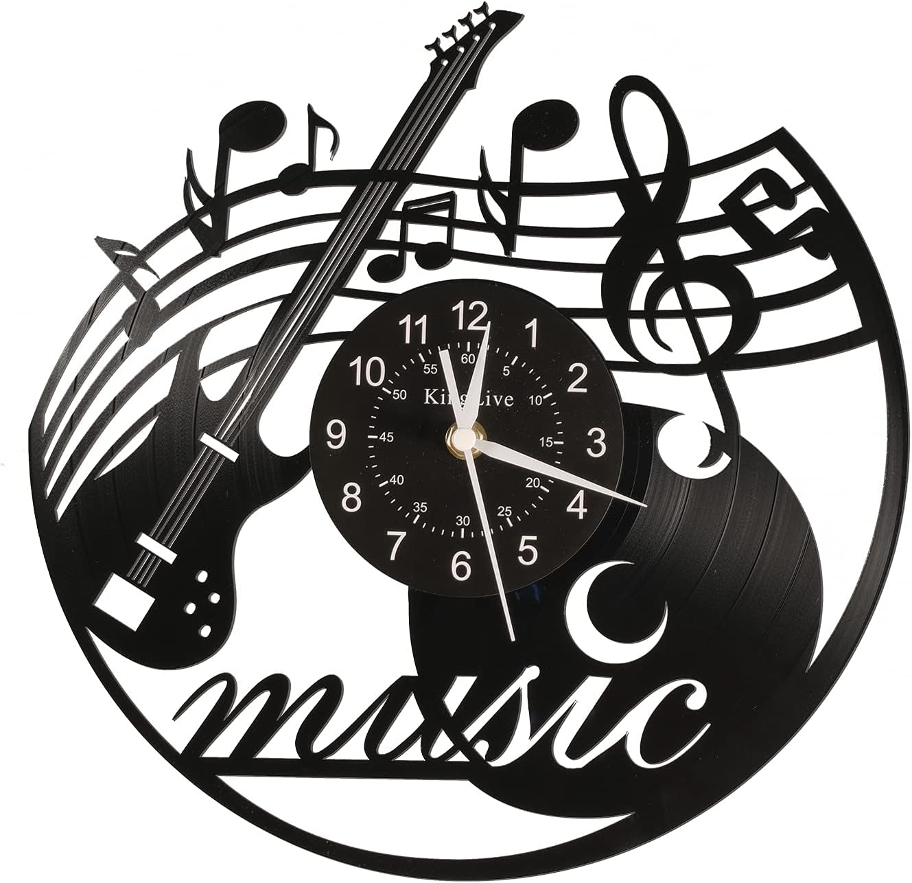 Music Vinyl Record Wall Clock, Music Room Decoration, Music Theme Wall Clock. (Music A)