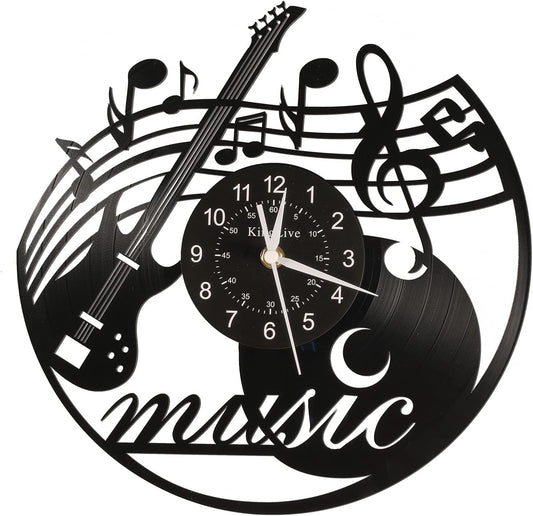 Music Vinyl Record Wall Clock, Music Room Decoration, Music Theme Wall Clock. (Music A)