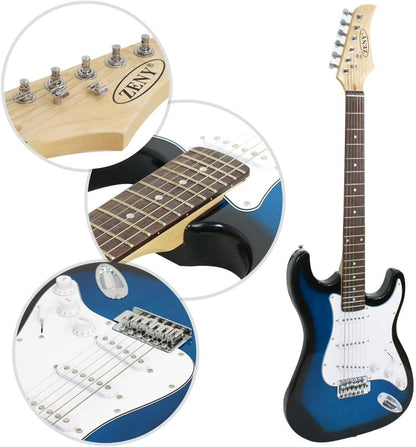 39" Full Size Electric Guitar with Amp, Case and Accessories Pack Beginner Starter Blue