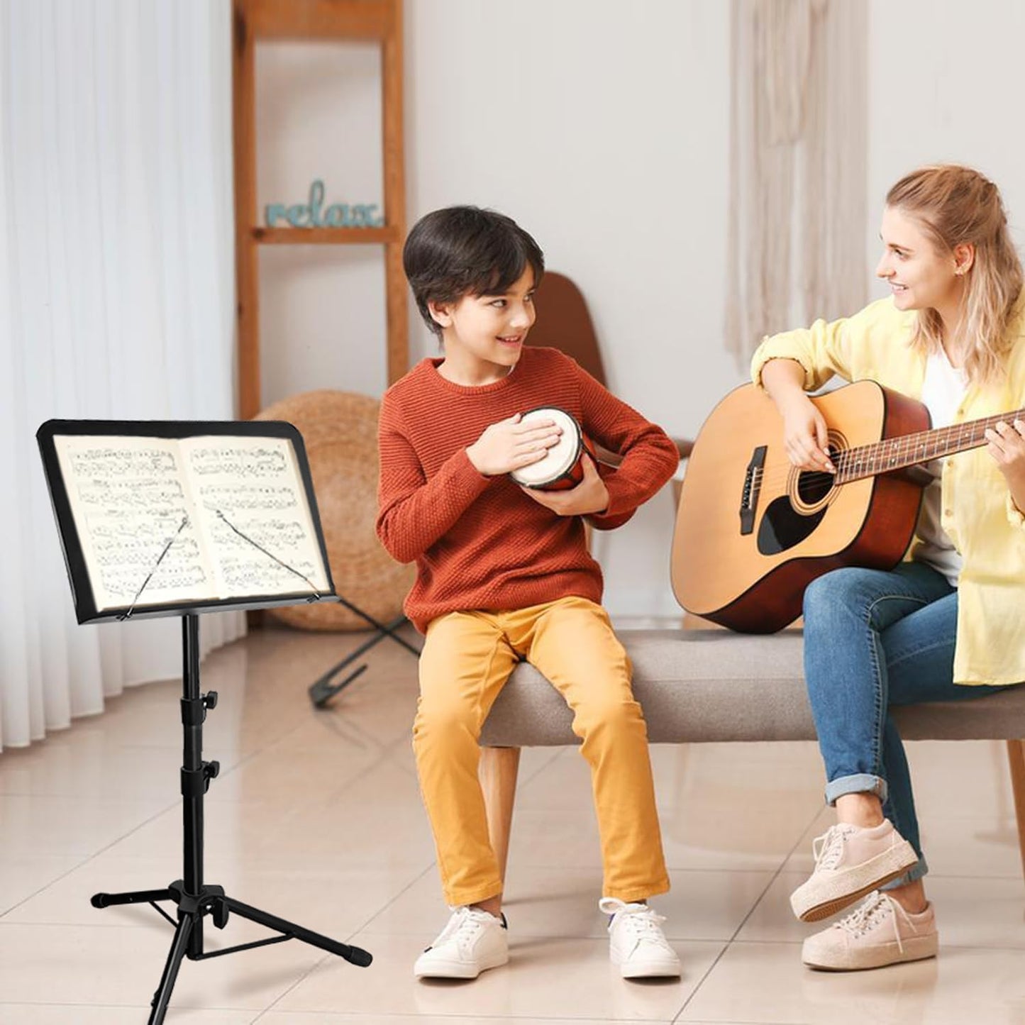 70IN Sheet Music Stand, Tall Music Stand for Sheet Music Height- Adjustable Musi